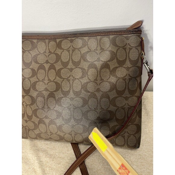Coach Signature C File Bag Crossbody Shoulder Bag Purse Khaki Mahogony Sz 12x10 - Picture 7 of 16